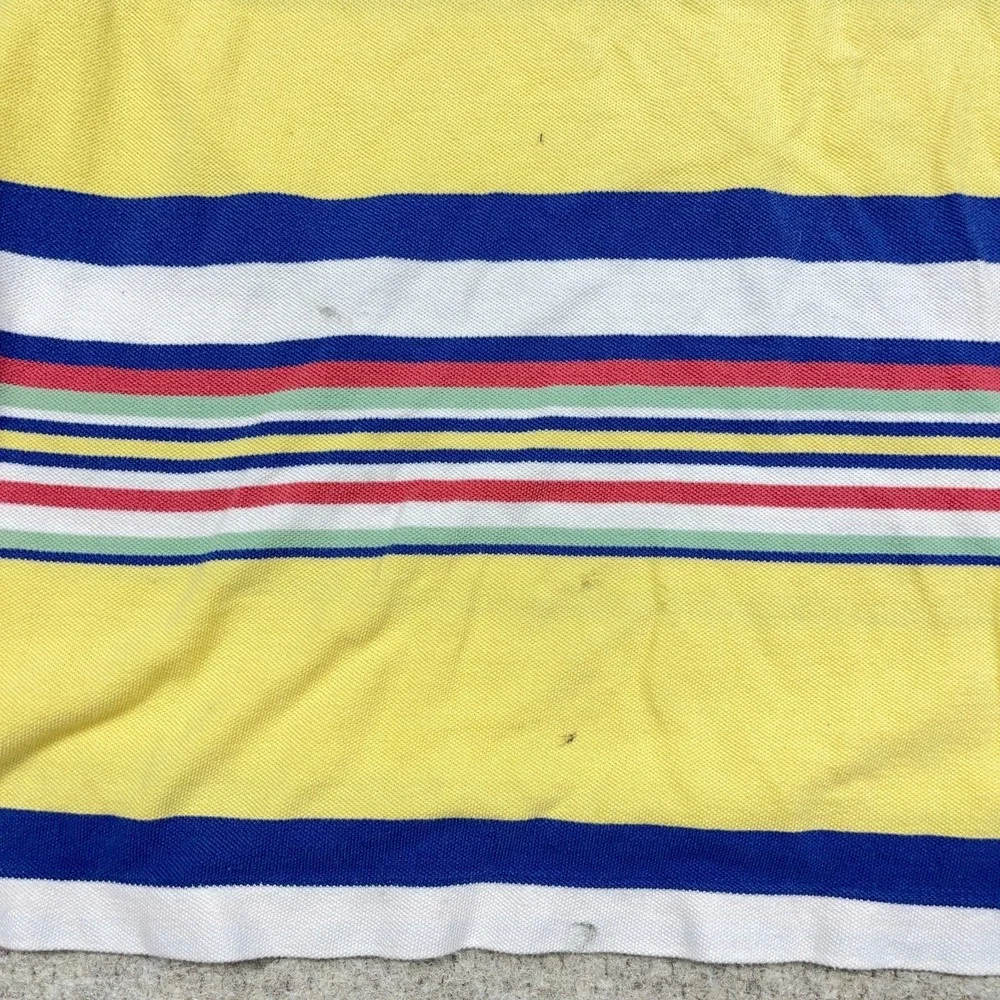 Polo Ralph Lauren Polo Shirt Men 2XB Yellow Blue Striped Mesh Rugby VTG Y2K *